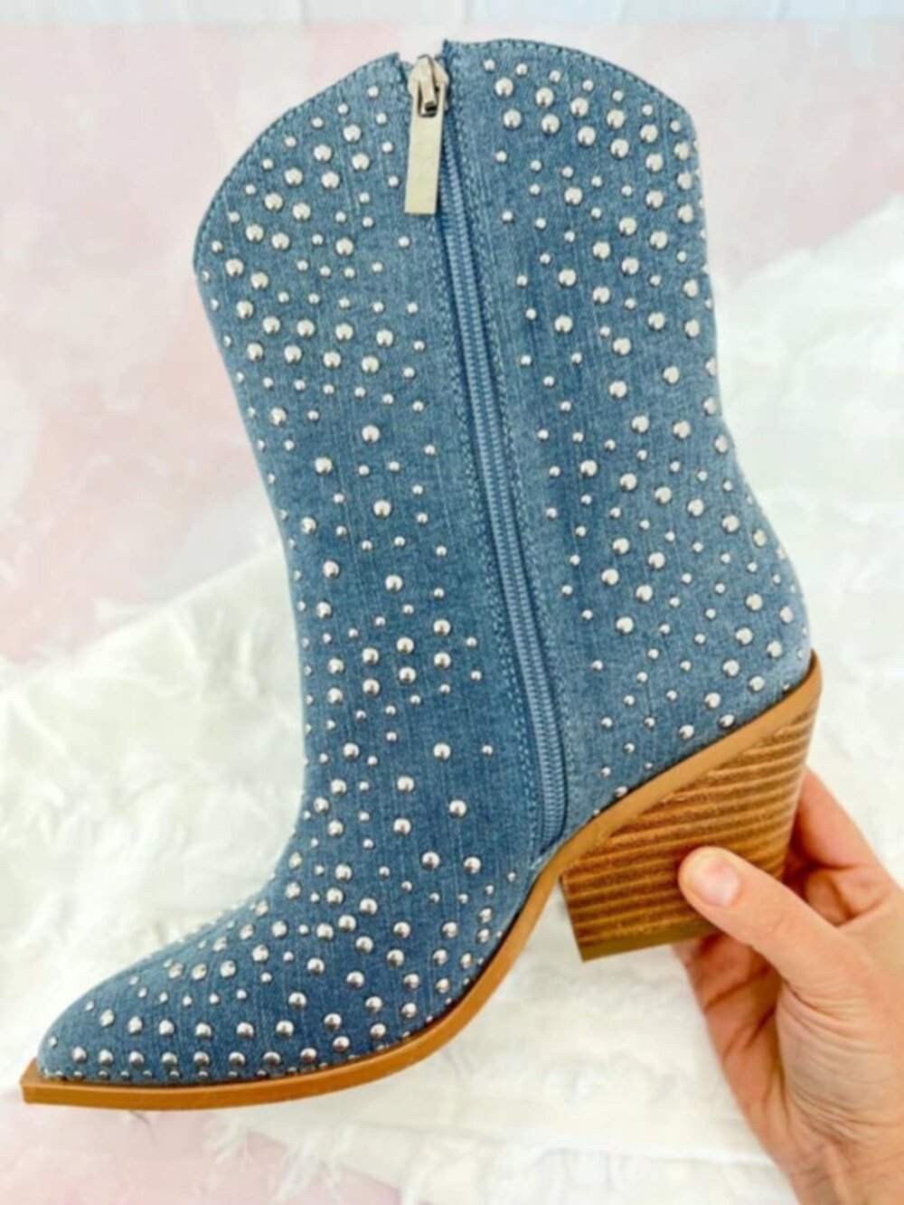 Denium Studded Boots